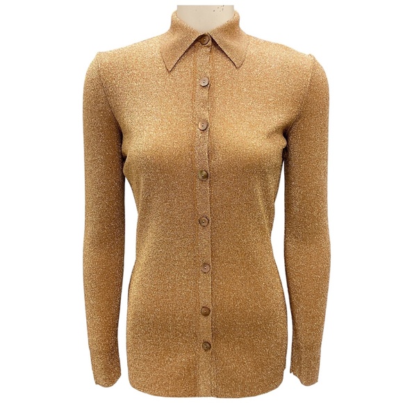 GUCCI GOLD METALLIC LUREX KNIT TOP - Picture 1 of 4